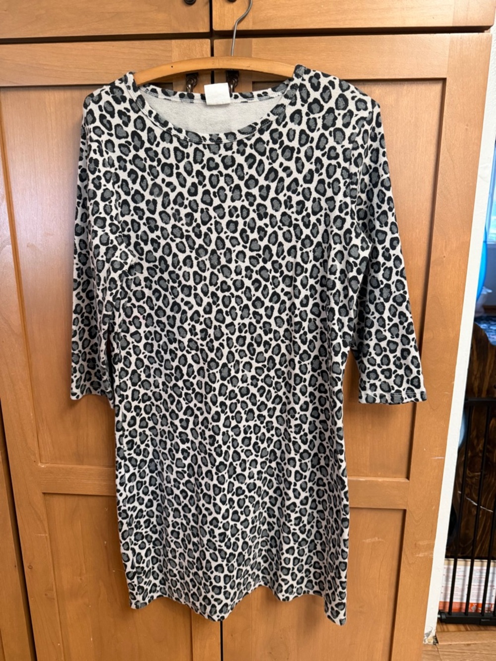 Leopard Print Midi Dress - Black and White